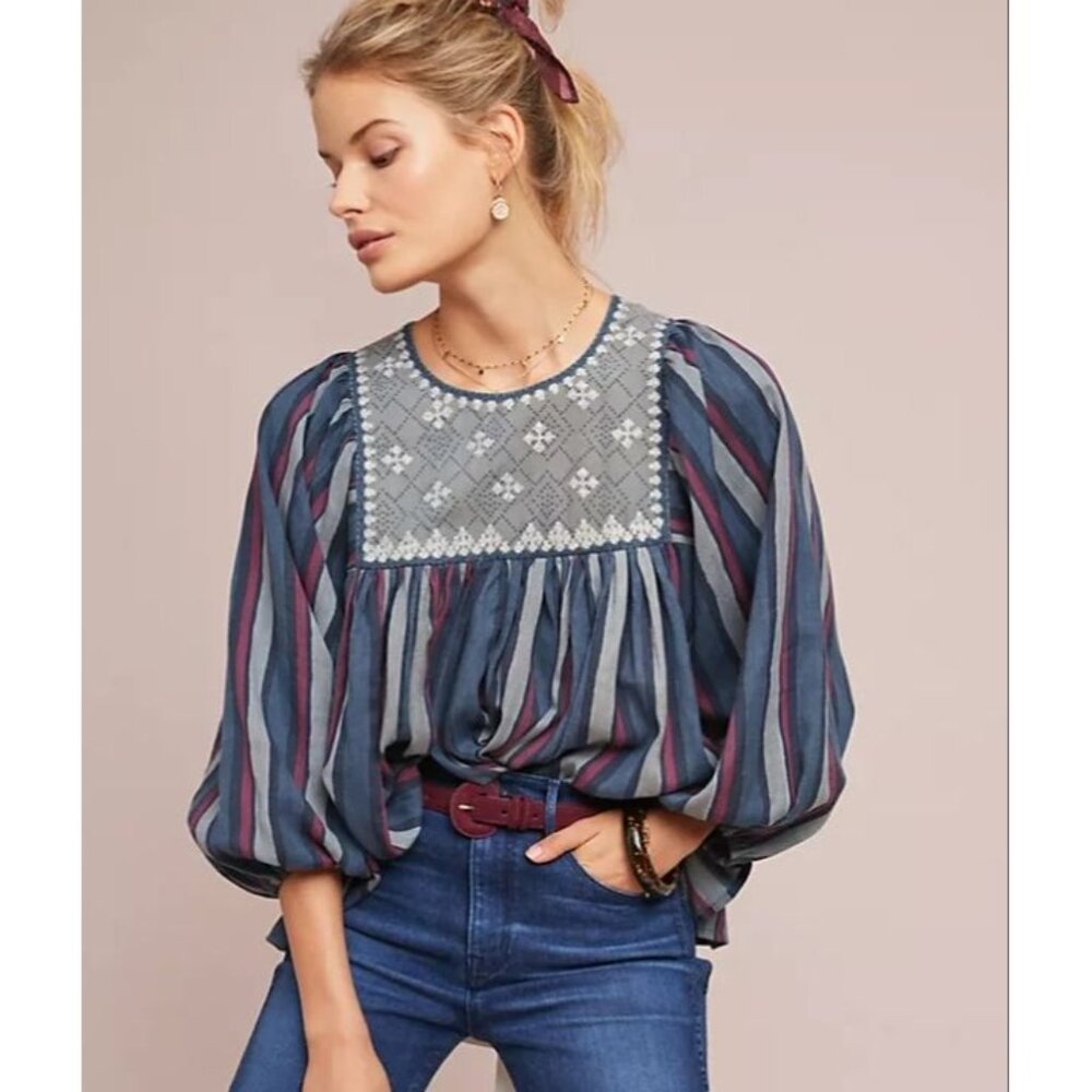 Anthropologie Kopal Zeenat Peasant Top Blouse Shirt XS